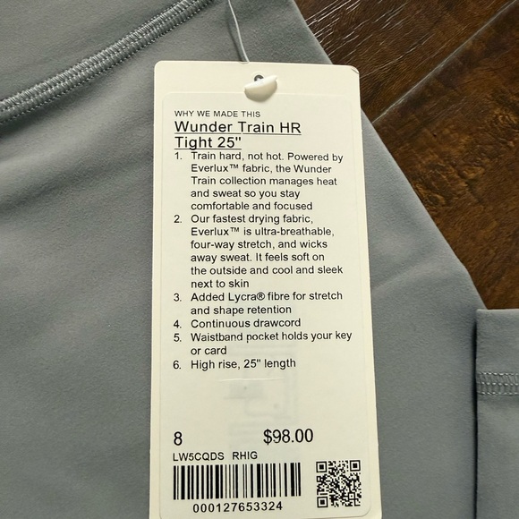 Lululemon Soft Gray Wunder Train HR Tight 25” Leggings NWT - Picture 4 of 5